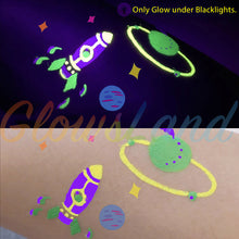 Load image into Gallery viewer, UV-Schwarzlicht-reaktive Gesichts- und Körperbemalung,Glühen unter Schwarzlichtfarbe Wasserbasiertes Pigment,Neonfluoreszierendes 8-Farben-Pulver,Geeignet für Schwarzlichtpartys