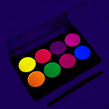 Load image into Gallery viewer, UV-Schwarzlicht-reaktive Gesichts- und Körperbemalung,Glühen unter Schwarzlichtfarbe Wasserbasiertes Pigment,Neonfluoreszierendes 8-Farben-Pulver,Geeignet für Schwarzlichtpartys