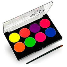 Load image into Gallery viewer, UV-Schwarzlicht-reaktive Gesichts- und Körperbemalung,Glühen unter Schwarzlichtfarbe Wasserbasiertes Pigment,Neonfluoreszierendes 8-Farben-Pulver,Geeignet für Schwarzlichtpartys