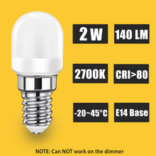 Load image into Gallery viewer, E14 LED Bulbs 2W, Equivalent to 20W-25W Halogen Bulb, SES Fridge LED Light Bulbs,Refrigerator lamp, Cooker Hood Bulbs, 140 LM, 2700K Warm White (4-Pack)