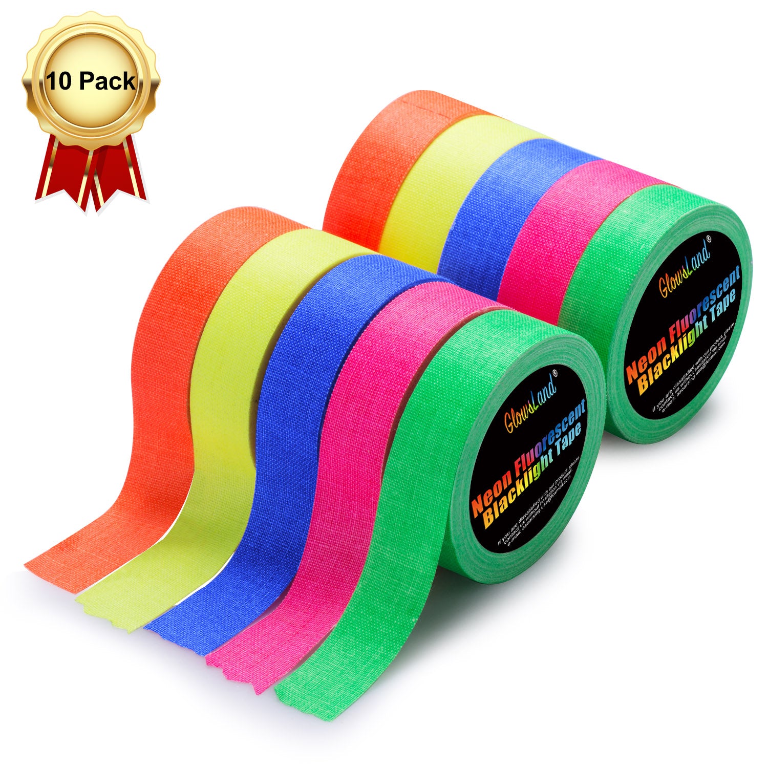 6 rollos de cinta de tela Gaffer de neón, 6 colores de cinta reactiva con  luz negra UV, fluorescente UV que brilla en la oscuridad, cinta adhesiva de