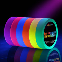 Load image into Gallery viewer, UV Blacklight Reactive Tape [Bigger Size], Fluorescent Gaffer Tapes, 6 Colors, 1 Inch, 50 Foot Per Roll, for Black Light Party Supplies
